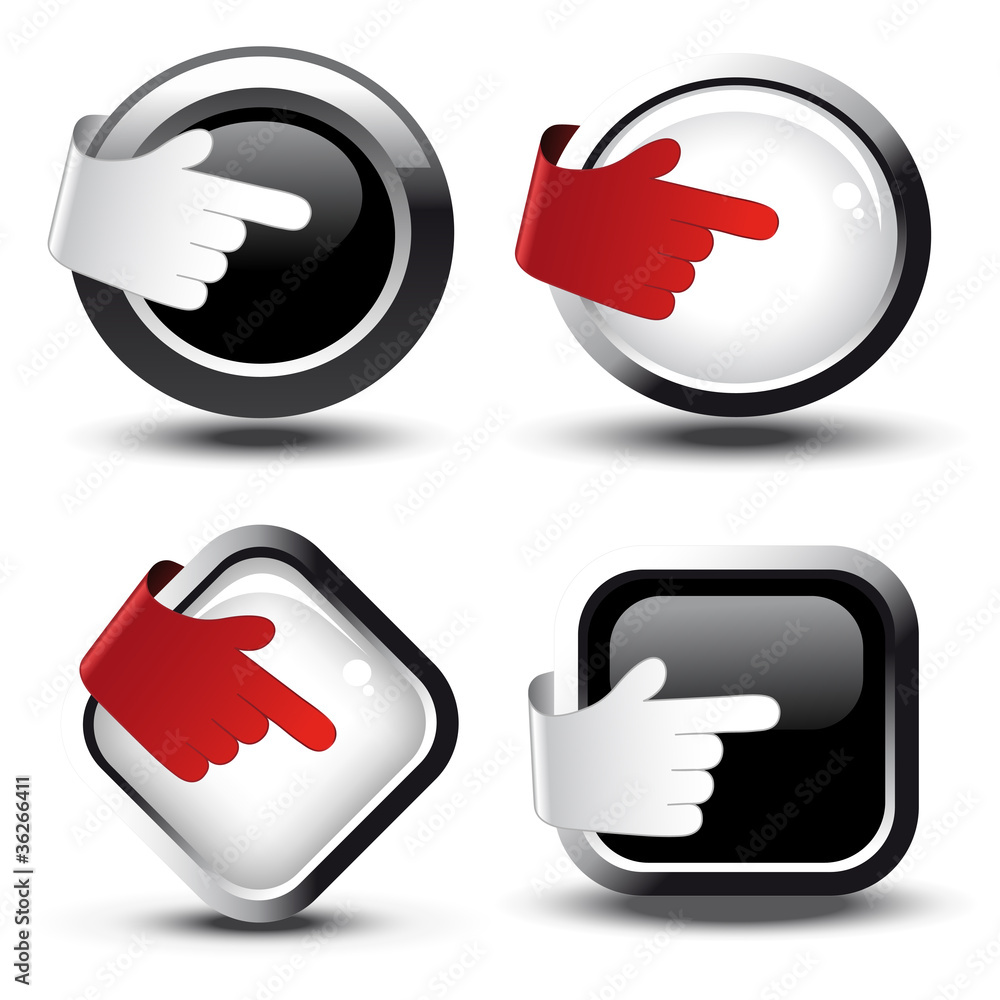 Poster vector buttons with pointer of hand