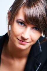 Closeup portrait of a beautiful brunette woman