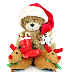 teddy-bear Santa Claus on white