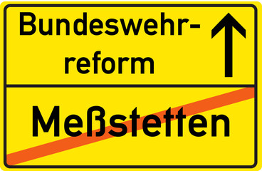 Schild Bundeswehrreform Meßstetten