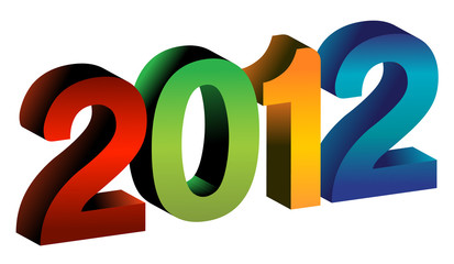 colorful 2012 3d text sign illustration