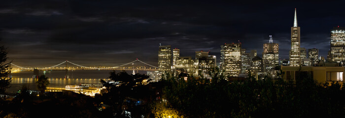 Fototapeta na wymiar San Francisco Skyline and Oakland Bay Bridge at Blue Hour