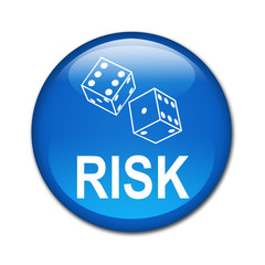 Boton brillante simbolo y texto RISK