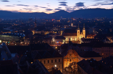 Graz nach Sonnenuntergang - Sicht Richtung Westen