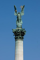 column at heroes square in budapest