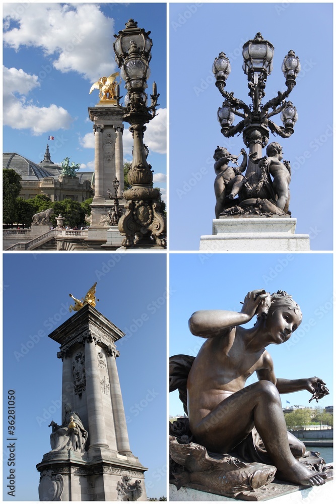 Canvas Prints Carte postale du pont Alexander III à Paris