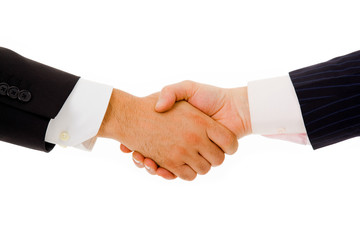 business handshake on white background