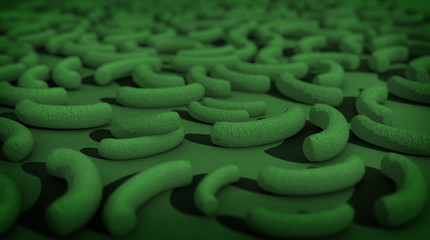 green Bacteria over green background