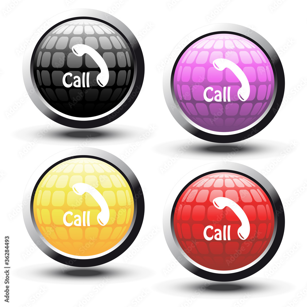 Poster vector buttons with phone symbol