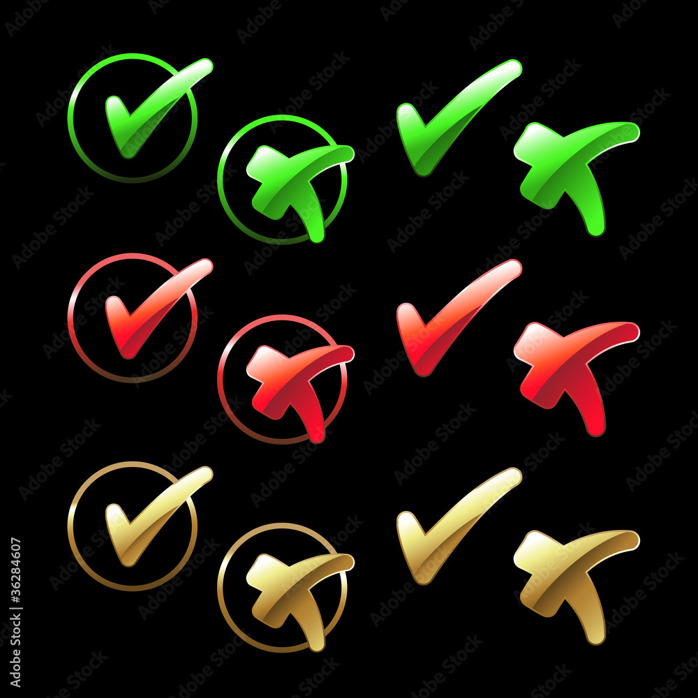 Poster vector shiny buttons - check mark