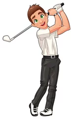 Fotobehang Golf player. Vector cartoon and isolated sport character. © ddraw