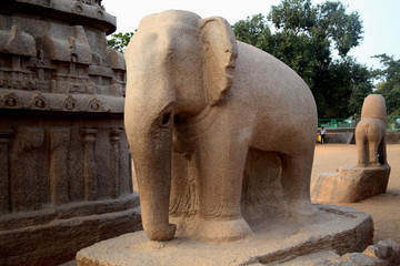 Pancha ratha temples in Mammallapuram, India