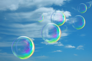 bulles de savon sur fond de ciel
