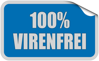 Sticker blau eckig curl oben 100% VIRENFREI