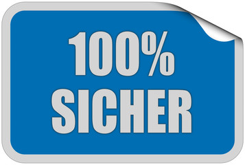 Sticker blau eckig curl oben 100% SICHER