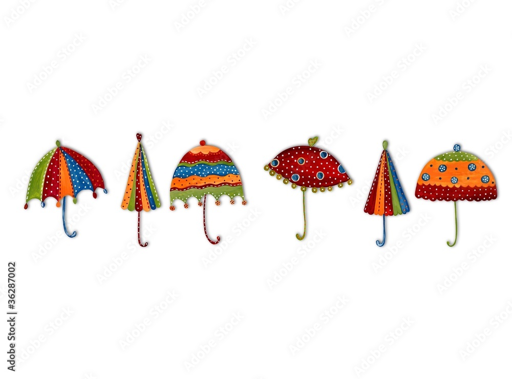 Poster Decorative elements. Umbrellas