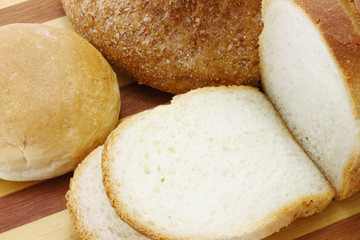 Bread close-up on a wooden background