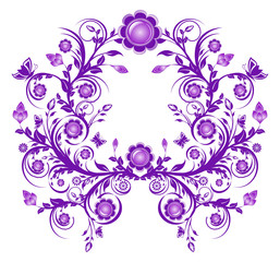 Obraz na płótnie Canvas Vector illustration of a violet floral ornament frame