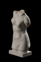 statue of a woman in chalk on a black background