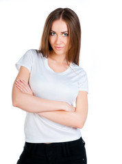 Fototapeta premium White caucasian Teen wearing a clean T-Shirt