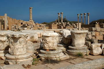 Fototapeta premium UNESCO World Heritage Site: The well-preserved Roman theater of Leptis Magna, Libya