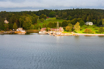 Fototapeta premium swedish village at sunset