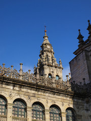 Fototapeta na wymiar Fragment of the tower of the cathedral of Santiago de Compostela