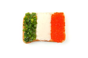 Open sandwich looking like Ireland national flag