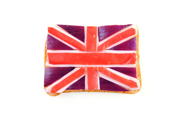 Open sandwich looking like Great Britain national flag
