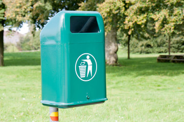 Green waste bin in the park