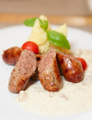 Tasty home-made grilled sausages