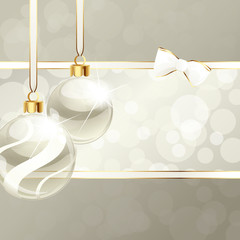 Cream-colored banner with Christmas ornaments