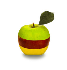 Manzana hecha con 3 trozos de manzanas diferentes.