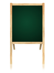 Empty Greenboard with wooden frame isolate on white background.