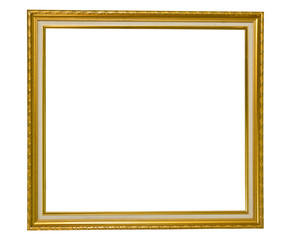 Isolated golden wooden Photo Frame