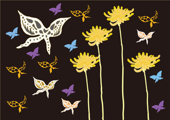 Obraz premium たんぽぽと蝶 butterfly and dandelion