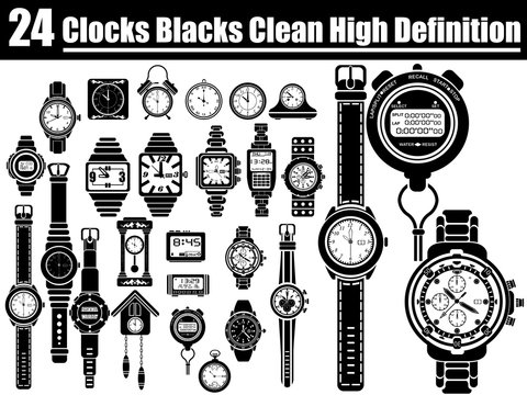 24 CLOCKS BLACS CLEAN HIGH DEFINITION
