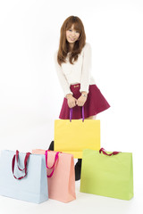Fototapeta na wymiar Asian shopping woman