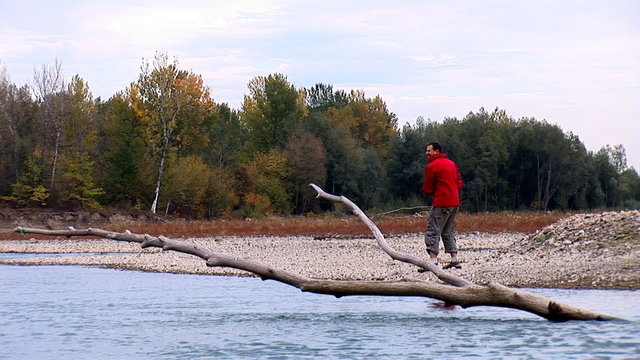 Morning fishing on the river (river Prut, Ukraine)