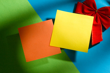 Stickers on the blue and green background