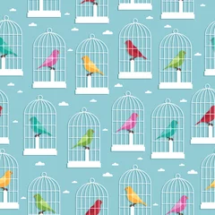 Papier Peint photo Lavable Oiseaux en cages motif de cage à oiseaux