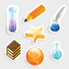 Sticker icon set for education