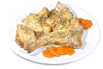 Conejo guisado con zanahoria.