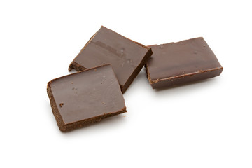 Chocolate on the white background