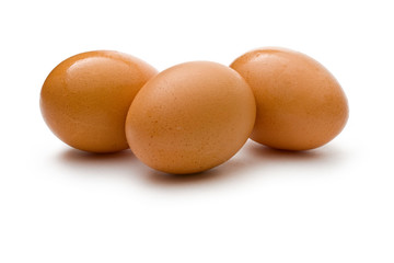 Eggs on the white background