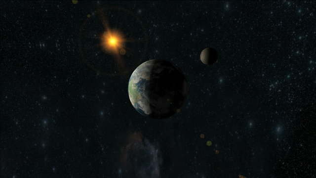 Earth with moon in space full HD