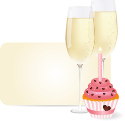 Champagne & cupcake