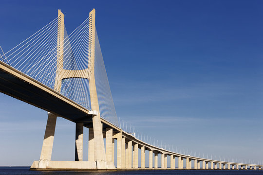 Vasco da Gama bridge in Lisbon in summer