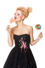 Blond girl with lollipop