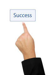 isolated hand pointing to success